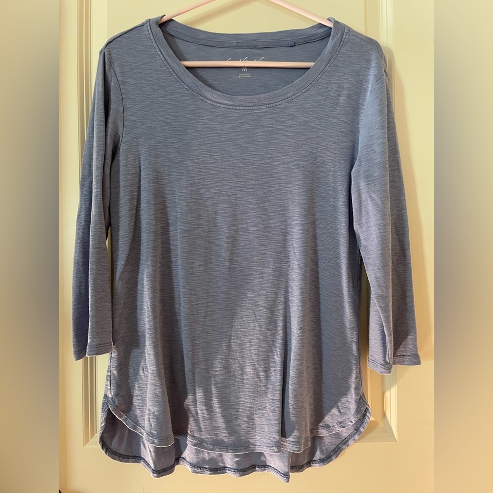 Gloria Vanderbilt Light Blue 3/4 Sleeve Top